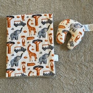 Safari theme baby blanket and mini neck pillow